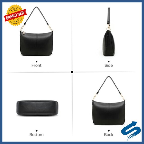 Vegan Leather Crossbody Bag with Detachable Straps, Compact Tote Purse - Picture 7 of 8